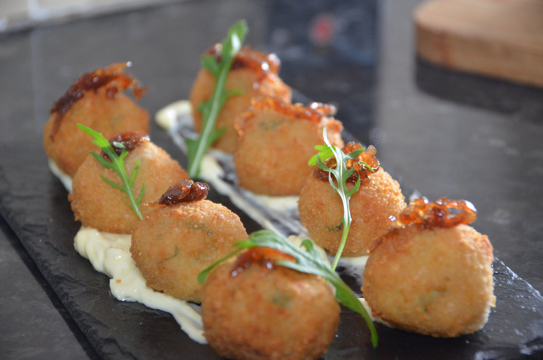 A plated Scottish seafood dish prepared with Italian technique