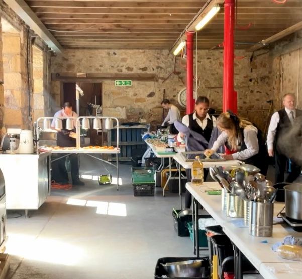 Italian Banquet Company brigade at Kinkell Byre, St Andrews — full-service Italian wedding banquet catering